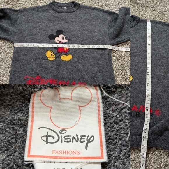 Vintage Disney Disneyland Paris grey wool blend Mickey Mouse sweater 14/16 - Picture 9 of 11